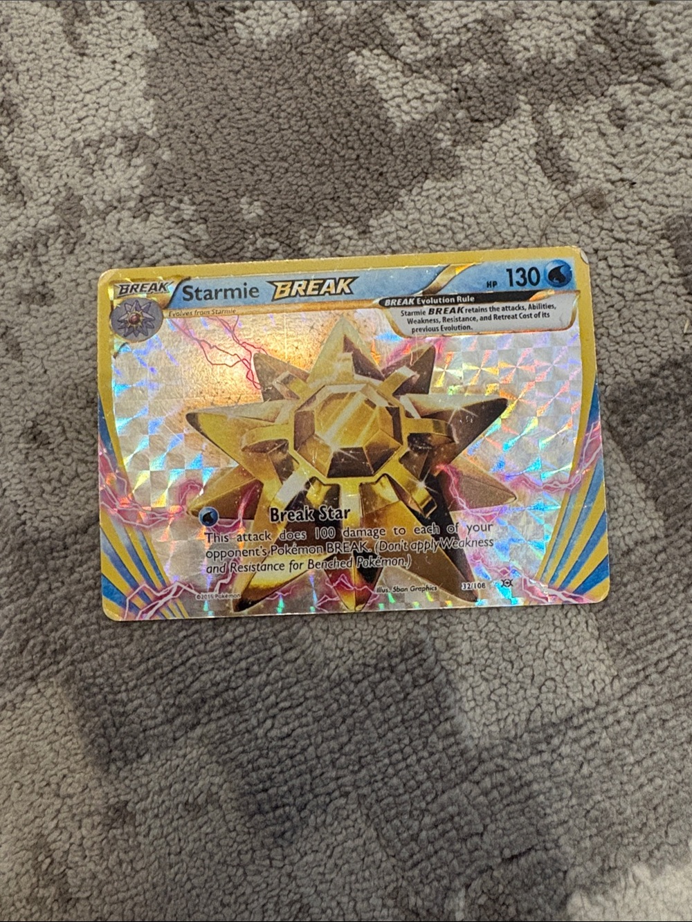 Starmie BREAK Holo Foil Trading Card - Yellow/Gold